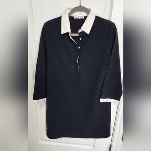 SUNCOO Elegant Black and White Shirt Dress Sz T2 (European 38-40 or US M-L)